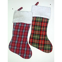 Christmas Stocking. Plaid Cloth.