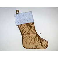Christmas Stocking. Gold Color. With Sequins Decorated at The Top Rim.