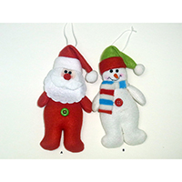 Christmas Hanging Ornament. Santa Claus & Snowman Design.