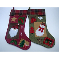 Christmas Stocking. Santa Claus and Snowman Design.