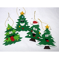 Christmas Wish Hanging Ornament. Christmas Tree Design. Each carrying a writing card inserted at the back side. Set of 4 pieces.