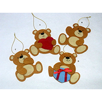 Christmas Wish Hanging Ornament. Teddy Bear Design. Each carrying a writing card inserted at the back side. Set of 4 pieces.