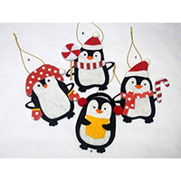 Christmas Wish Hanging Ornament. Penguin Design. Each carrying a writing card inserted at the back side. Set of 4 pieces.