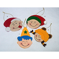 Christmas Wish Hanging Ornament. Boy and Girl Design. Each carrying a writing card inserted at the back side. Set of 4 pieces.