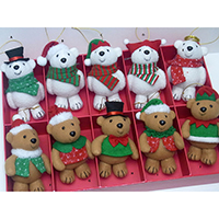 Christmas Hanging Decoration. Polar Bear & Teddy Bear Designs. 10 pieces Packed in Gift Box.