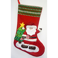 Christmas Stocking. With Embossed Santa Claus Design.