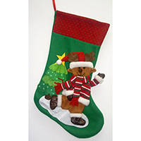 Christmas Stocking. With Embossed Bear Design.