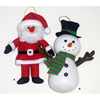 Christmas Decoration. Santa Claus with Glasses. Snowman with Wire Hands.