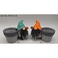 Garden Gnome with Flower Pot. Set of 2 pieces.