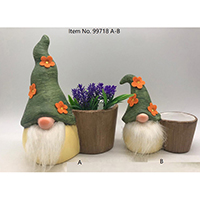 Garden Gnome with Flower Pot. Set of 2 pieces.